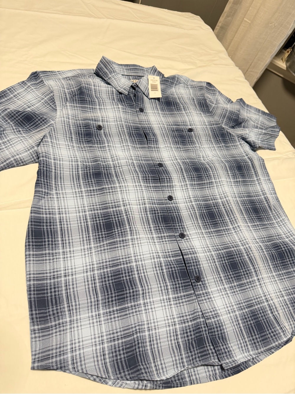 Orvis Blue Plaid Short-Sleeve Button-Down Shirt
